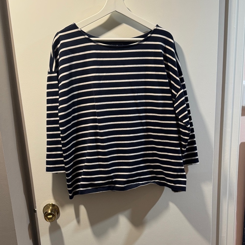 L.L. Bean Navy and White Striped Long Sleeve Top